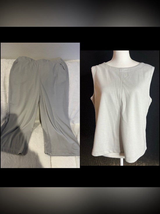 Max Studio Pants - Max Studio Light Gray Knit Sleeveless Top and Pants Set